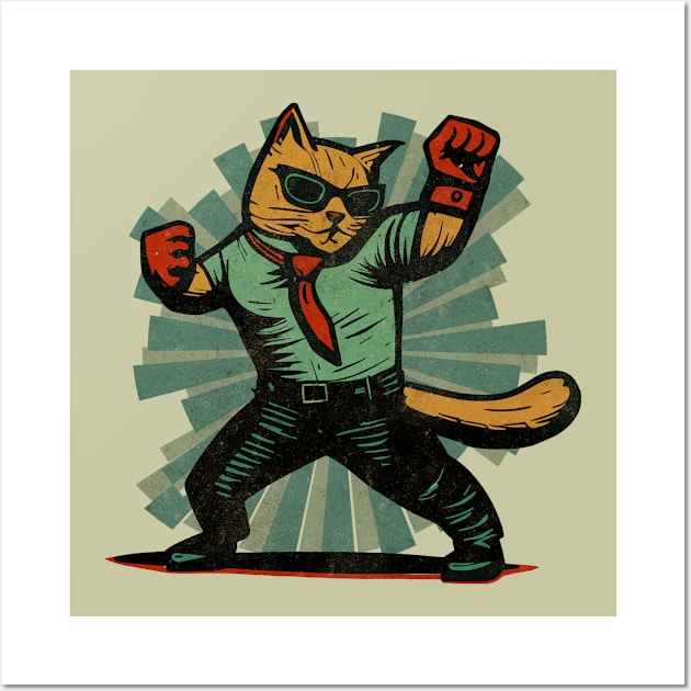 Dancing Cat Lover Dance 80s Teacher Wall Art by MintaApparel